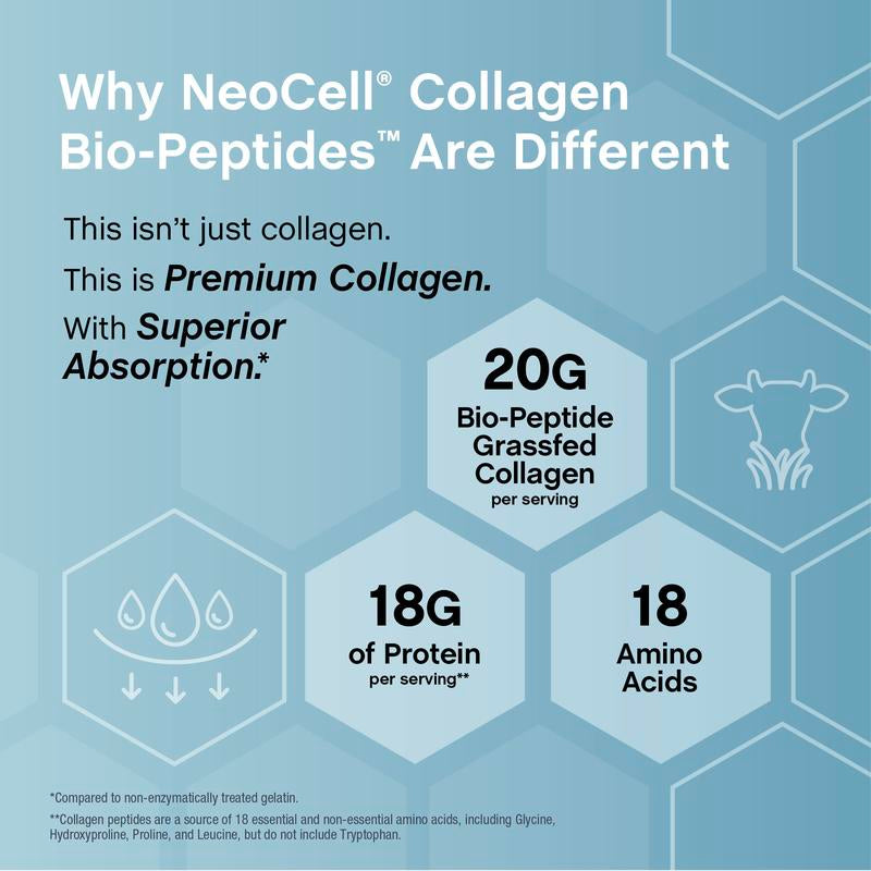 Transform Your Beauty Routine with Neocell Collagen Bio-Peptides Powder - 20Oz of Grassfed Protein Power Packed with 18 Essential Amino Acids for Radiant Skin, Strong Hair, and Healthy Joints